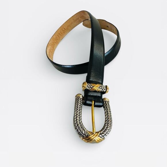 Millennium Vintage Classic Western Leather Belt Silver & Gold Tone Rope Small main image 6